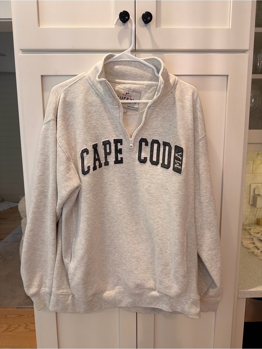 Cuffy’s Cape Cod Quarter-Zip Sweatshirt - Light Gray Size Large